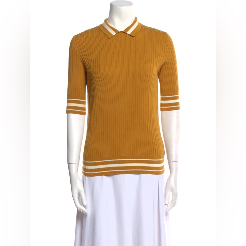 Tory Burch cotton blend ribbed polo- mustard – XS/P